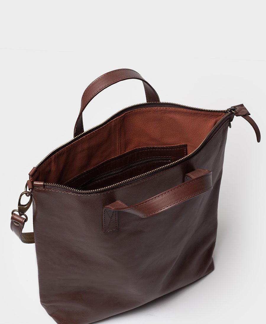3 in 1 Rucksack / Ledertasche mit Reissverschluss - Dunkelbraun - PARK - clomes