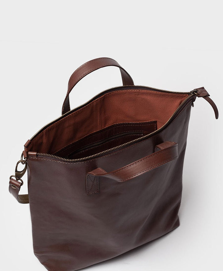 3 in 1 Rucksack / Ledertasche mit Reissverschluss - Dunkelbraun - PARK - clomes