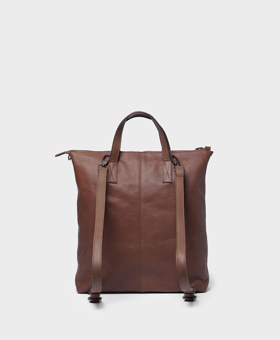 3 in 1 Rucksack / Ledertasche mit Reissverschluss - Dunkelbraun - PARK - clomes