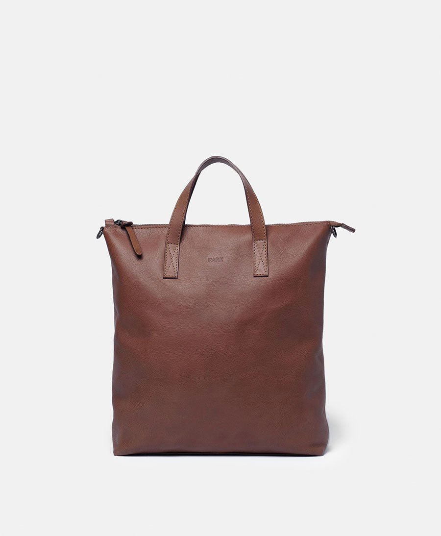 3 in 1 Rucksack / Ledertasche mit Reissverschluss - Dunkelbraun - PARK - clomes