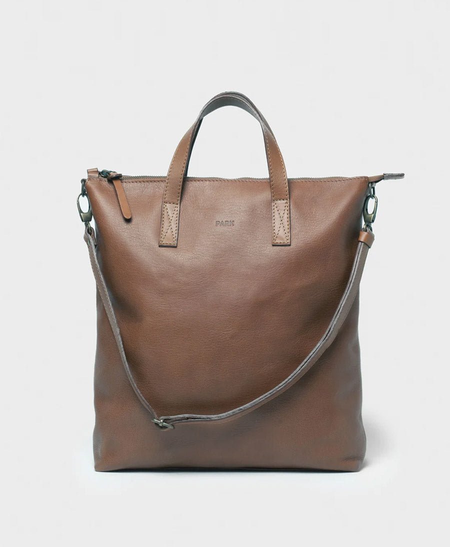 3 in 1 Rucksack / Ledertasche mit Reissverschluss - Mocca - PARK - clomes