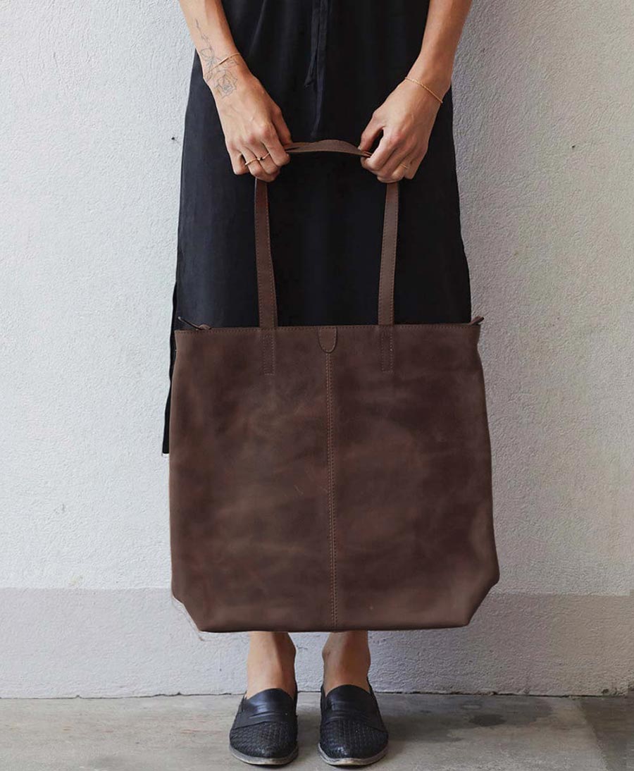 3 in 1 Tote Bag mit Reissverschluss - Dunkelbraun - PARK - clomes
