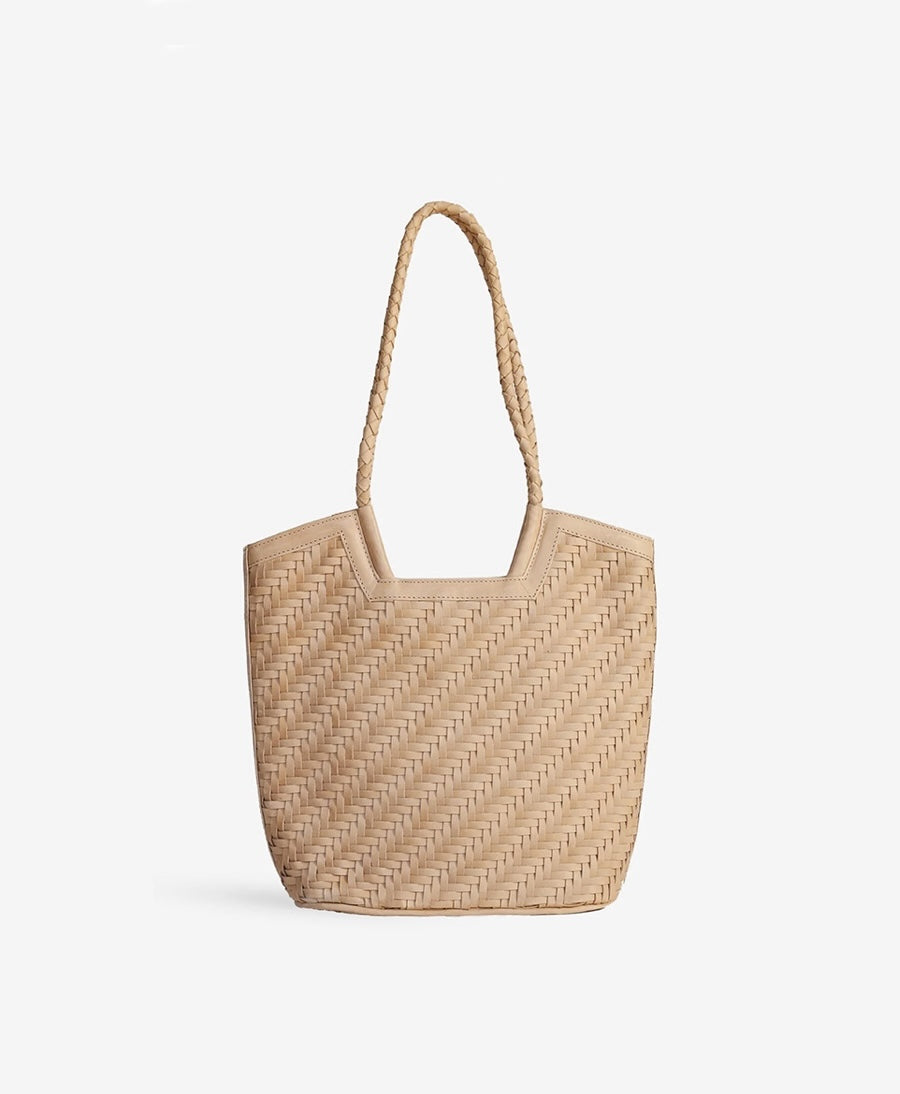 Gewebte Ledertasche "Camilla" - Caramel