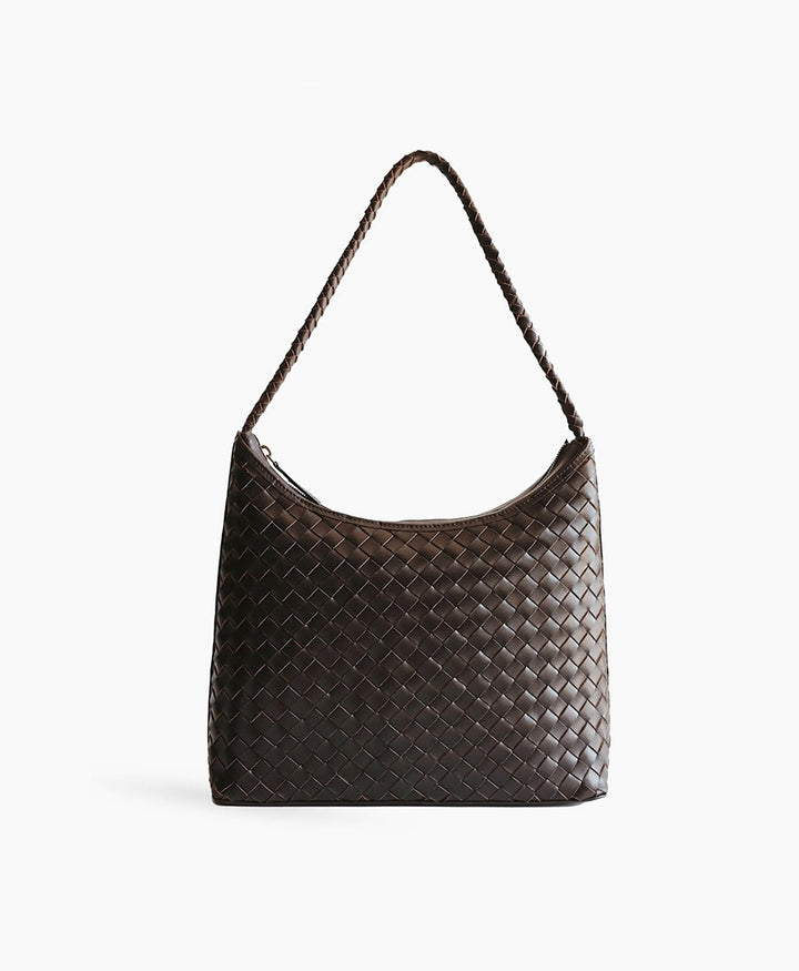 Gewebte Ledertasche "MARNI LARGE" - Espresso