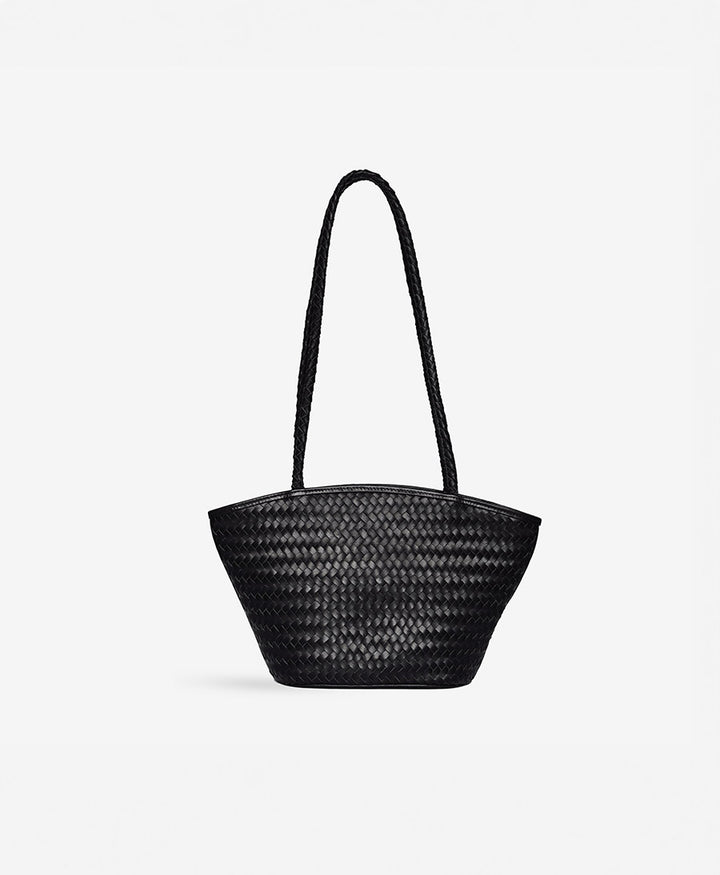 Gewebte Ledertasche "MIRA SMALL" - Schwarz