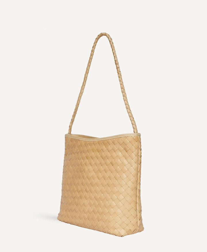 Gewebte Ledertasche "PAULINE" - Caramel