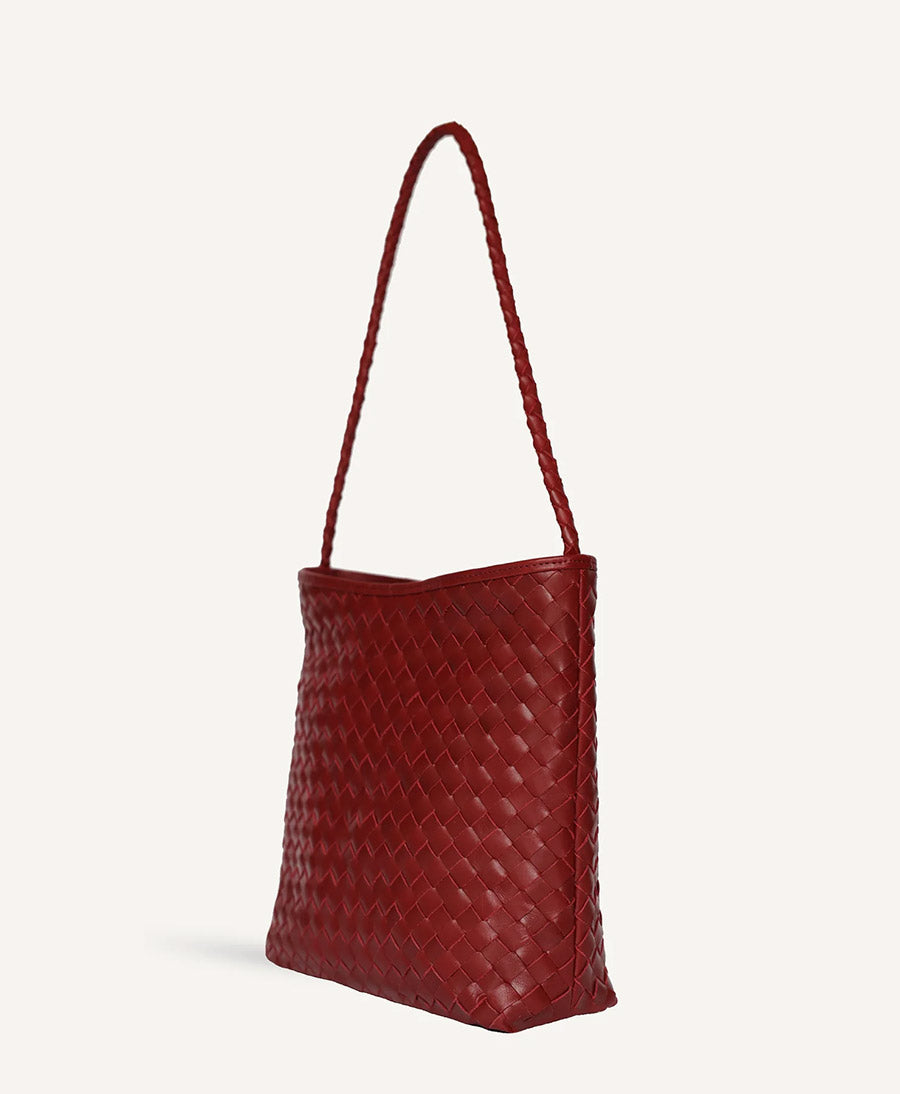 Gewebte Ledertasche "PAULINE" - Rouge