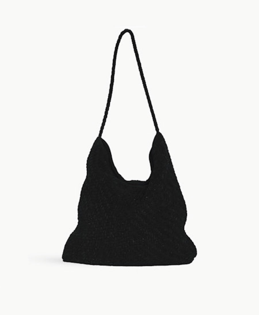 Gewebte Ledertasche "SERA" Suede - Schwarz
