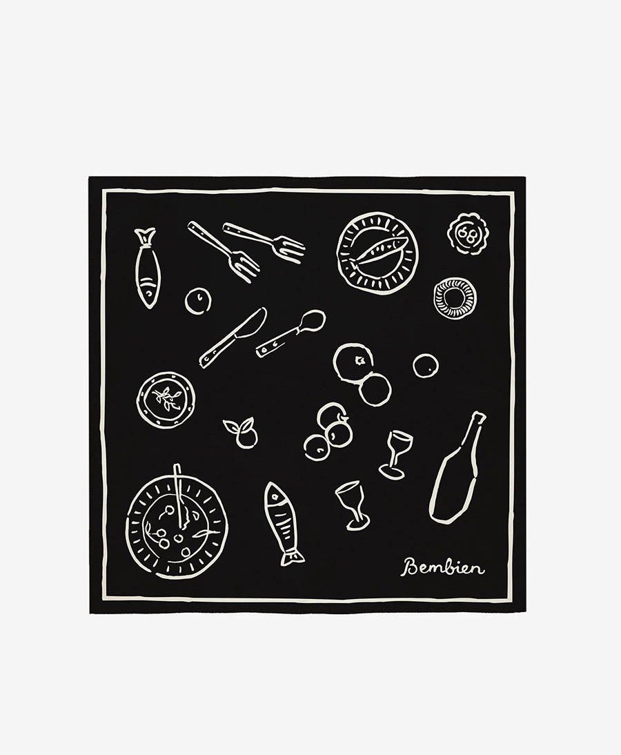 Seiden-Foulard "Tableau Scarf" - Noir