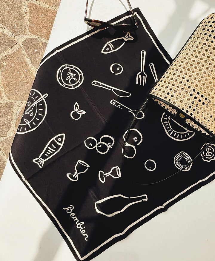Seiden-Foulard "Tableau Scarf" - Noir