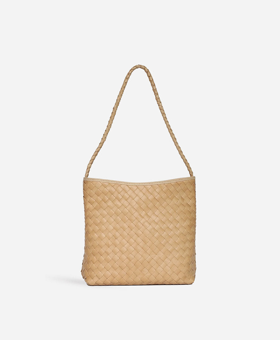 Gewebte Ledertasche "PAULINE" - Caramel