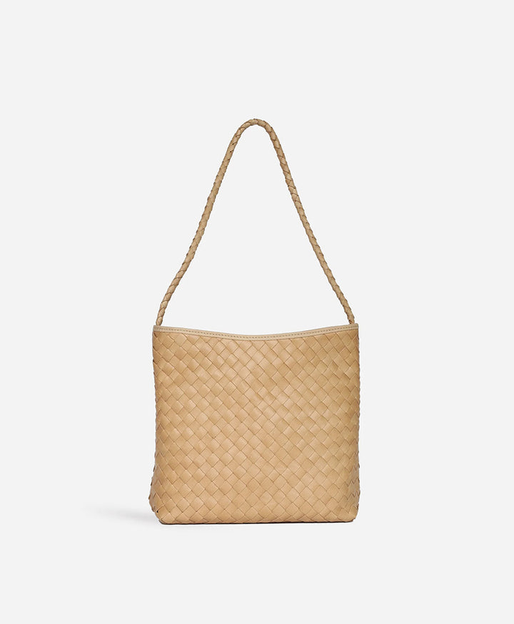 Gewebte Ledertasche "PAULINE" - Caramel
