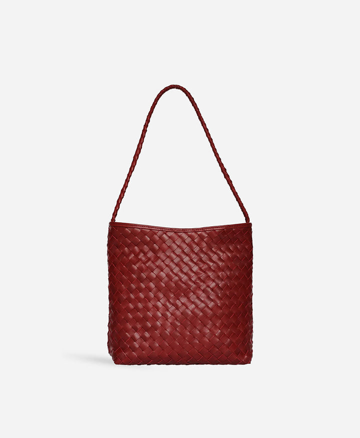 Gewebte Ledertasche "PAULINE" - Rouge