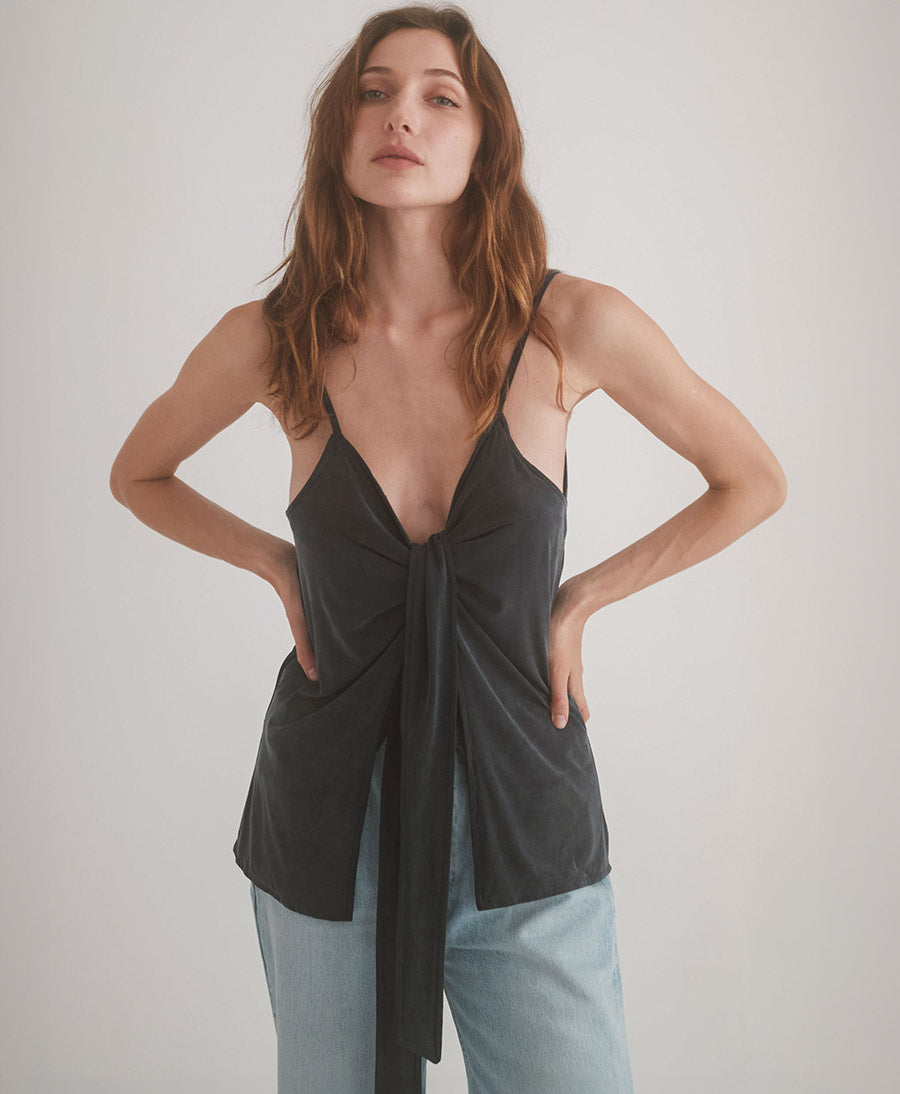 Reversible Cami Top aus Cupro Jersey - Anthrazit