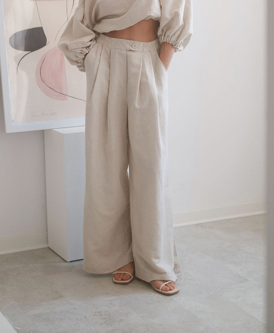 Stoffhose "Wide Trousers" - Natural