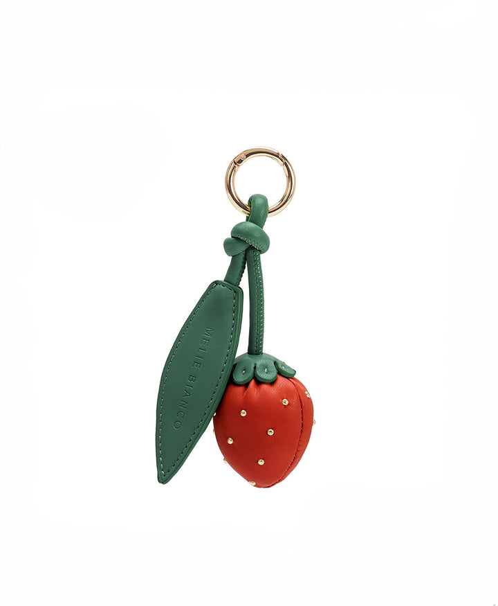Taschenanhänger / Schlüsselanhänger ERDBEERE aus veganem Leder - Rot