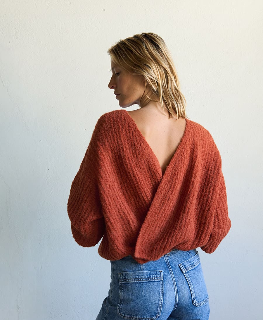 Leichter Strick-Wickelcardigan VEGA - Ochre
