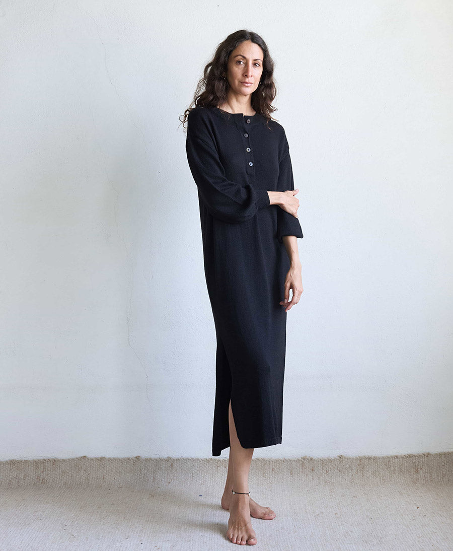 Langes Strickkleid LOVIS - Schwarz