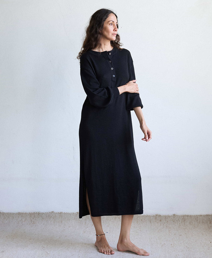 Langes Strickkleid LOVIS - Schwarz