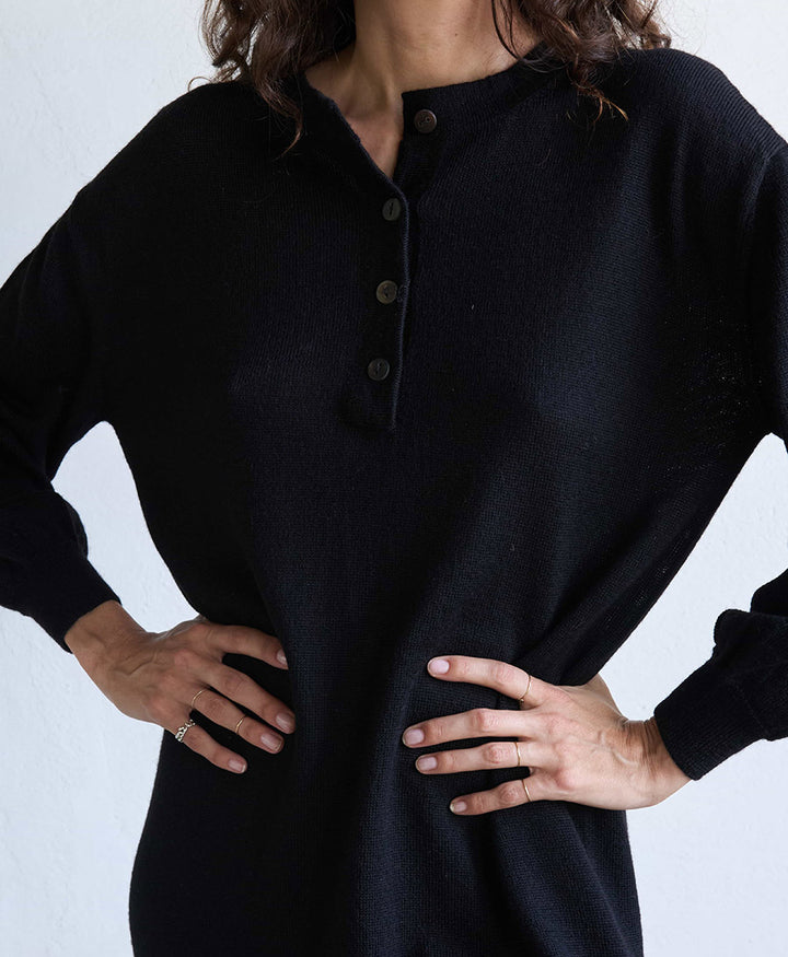 Langes Strickkleid LOVIS - Schwarz