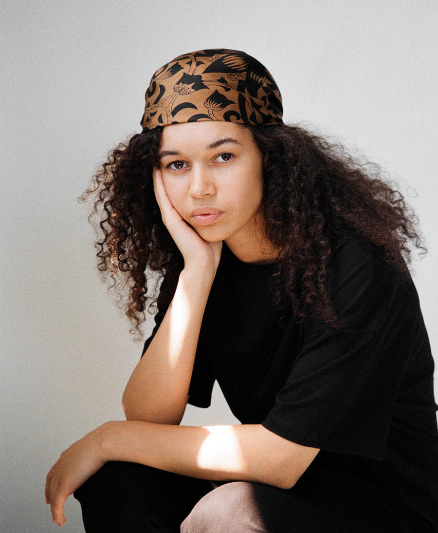 Grosses Seiden-Foulard "Mur Floral Silk Scarf" - Marron