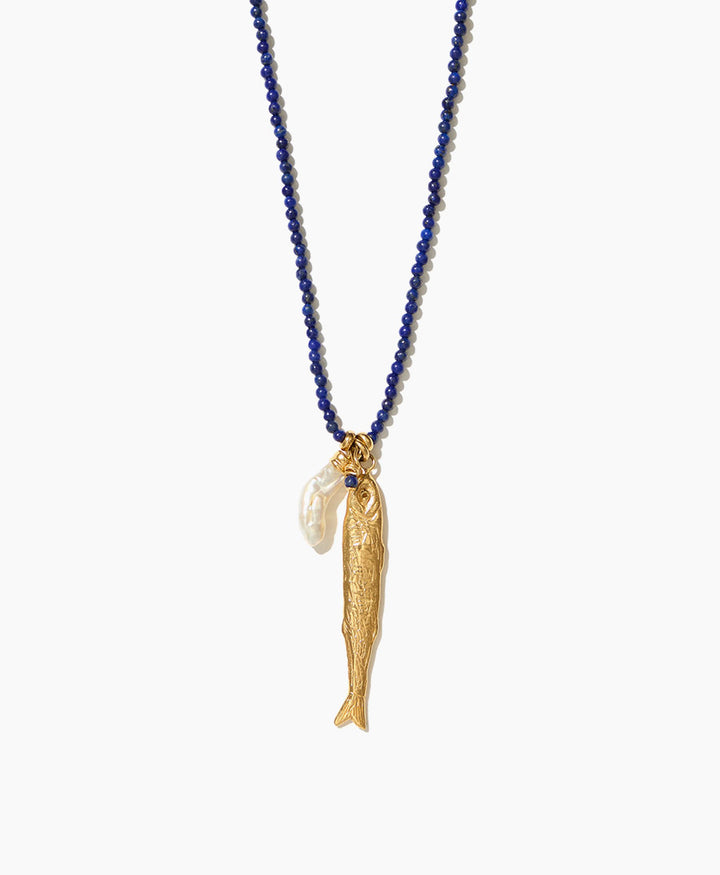 Blaue Halskette mit Fisch - Polly