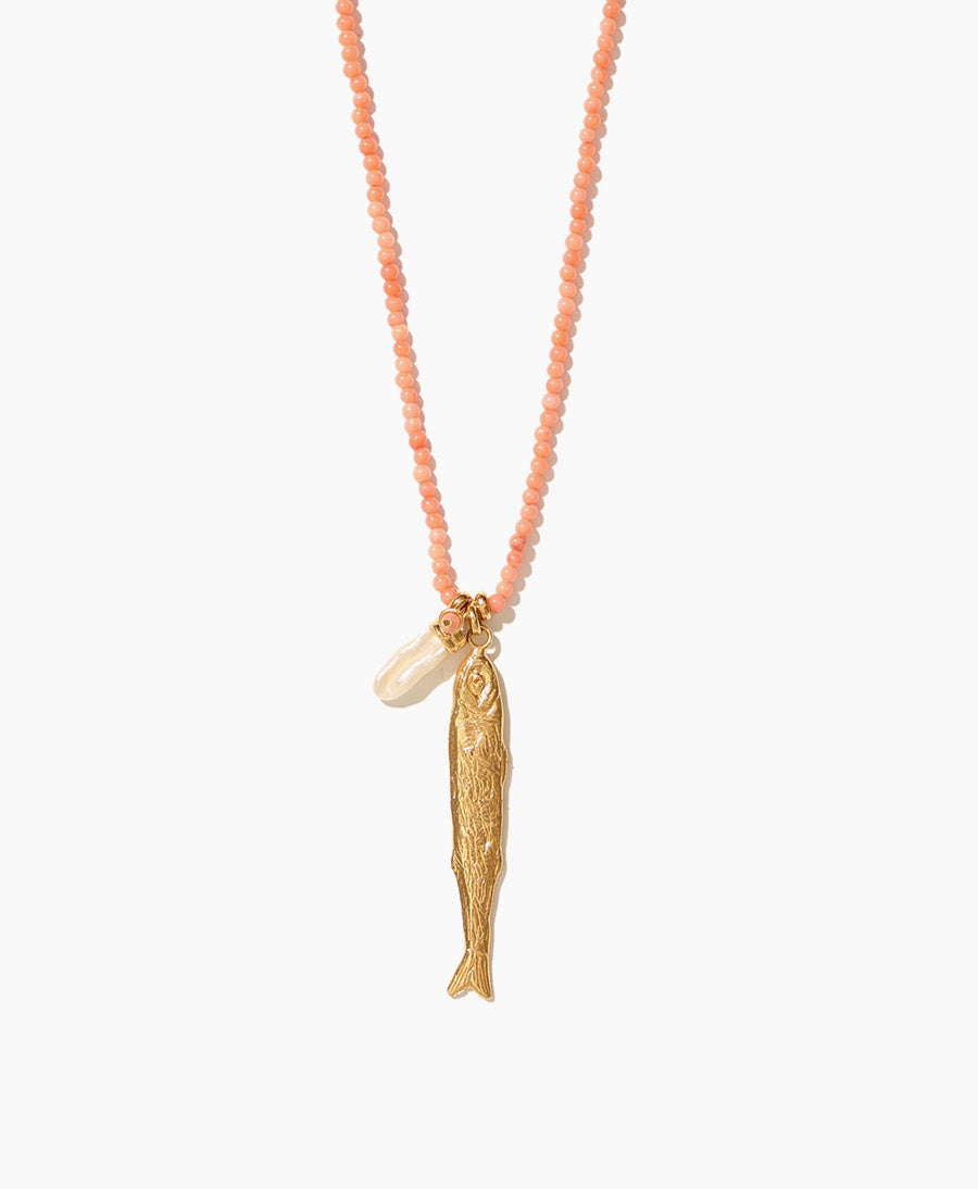 Orange Halskette mit Fisch - Polly