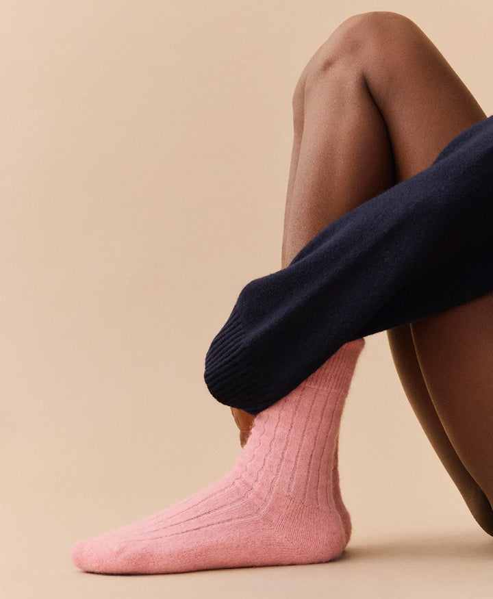 Weiche Alpaka Socken - Gerippt - Rosa