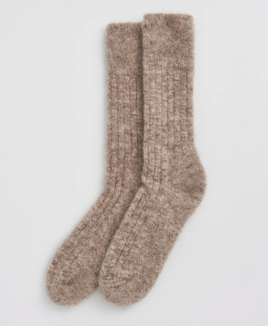 Weiche Alpaka Socken - Gerippt - Greige