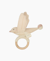 Babyrassel mit Holzring Baby Bello in Sandy der Vogel