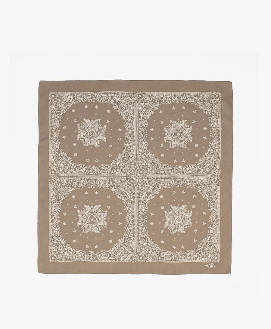 Seiden-Foulard "Minimal Bandana Silk Scarf" - Taupe