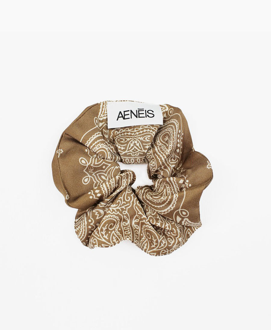 Scrunchie aus Seide "Minimal Bandana Silk Scrunchie" - Croissant