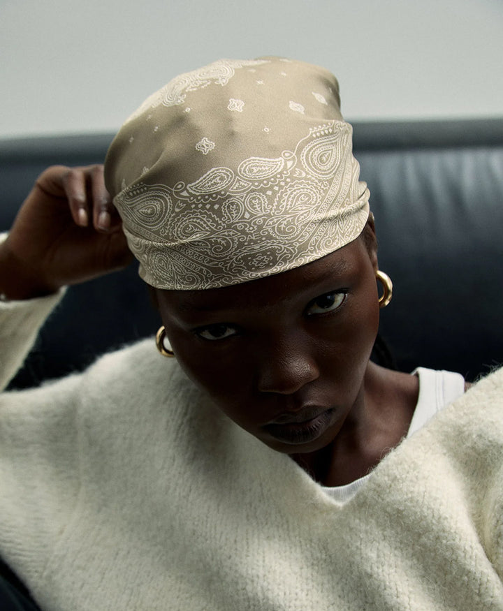 Seiden-Foulard "Minimal Bandana Silk Scarf" - Taupe