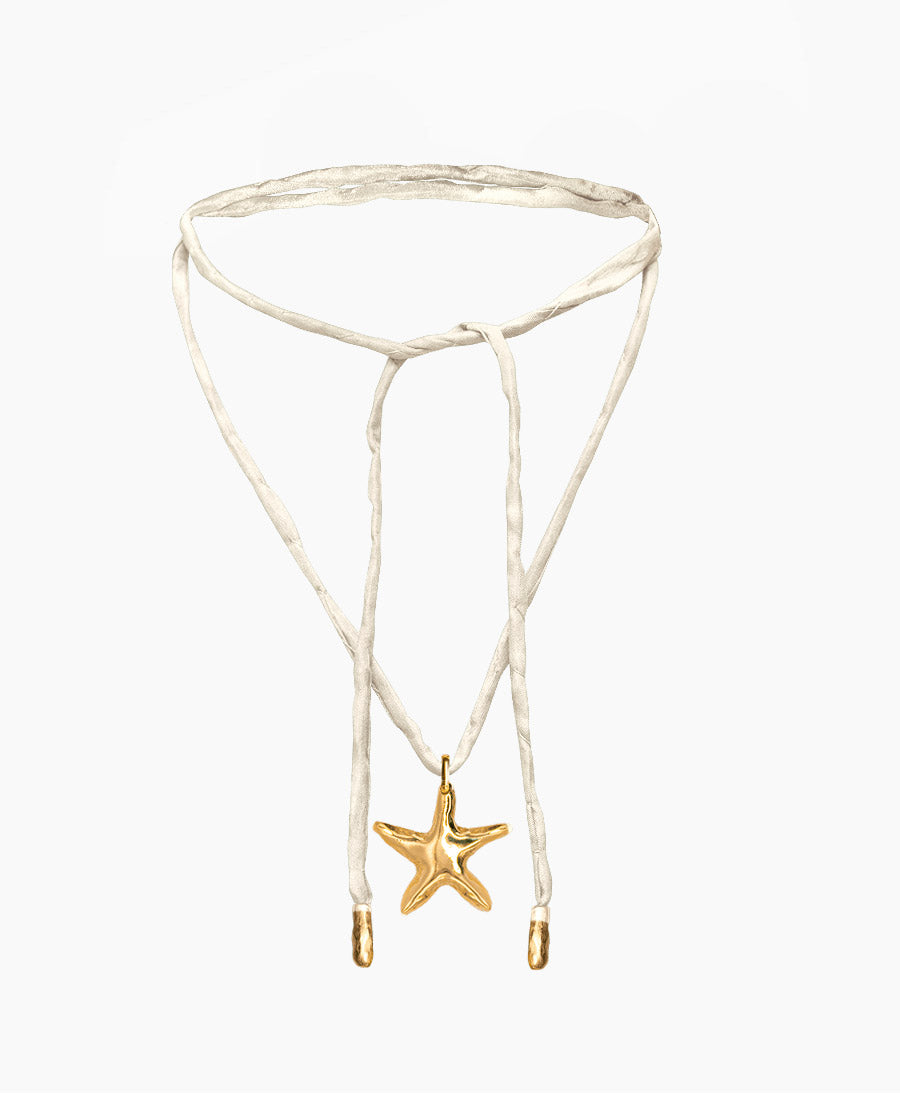Halskette aus Seide (Ivory) mit Anhänger - Asterina