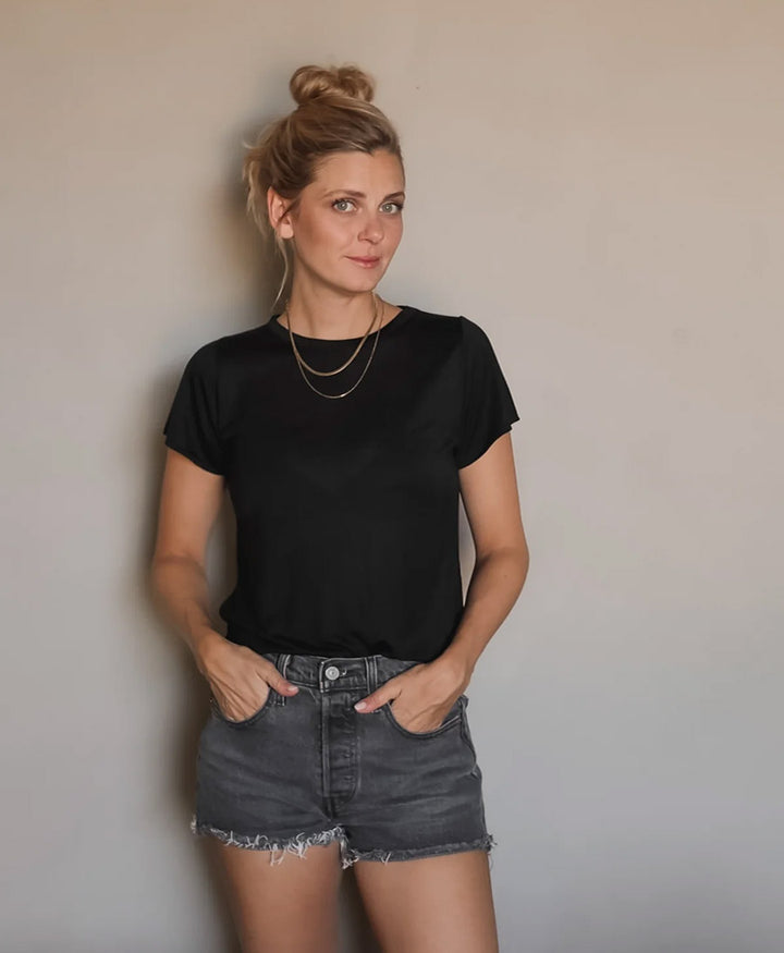 T-Shirt BALI aus Tencel - Schwarz