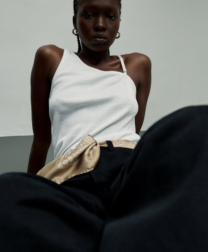 Seiden-Foulard "Minimal Bandana Silk Scarf" - Taupe