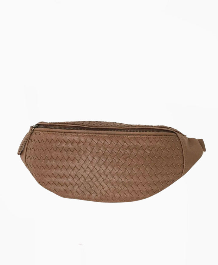 Bauchtasche aus gewebtem Leder - Woven Atlas Tan - MANDRN - clomes