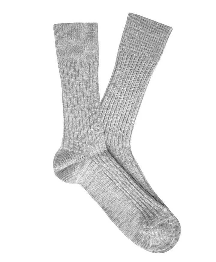 Gerippte Socken Baumwolle Melange - Hellgrau