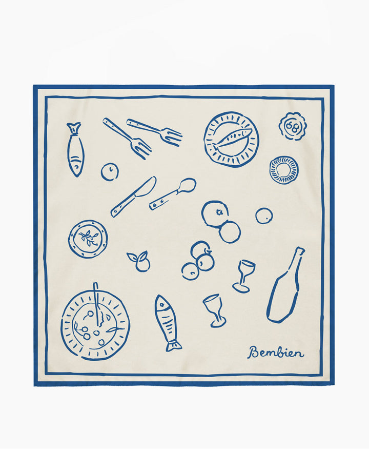 Seiden-Foulard "Tableau Scarf" - Blue