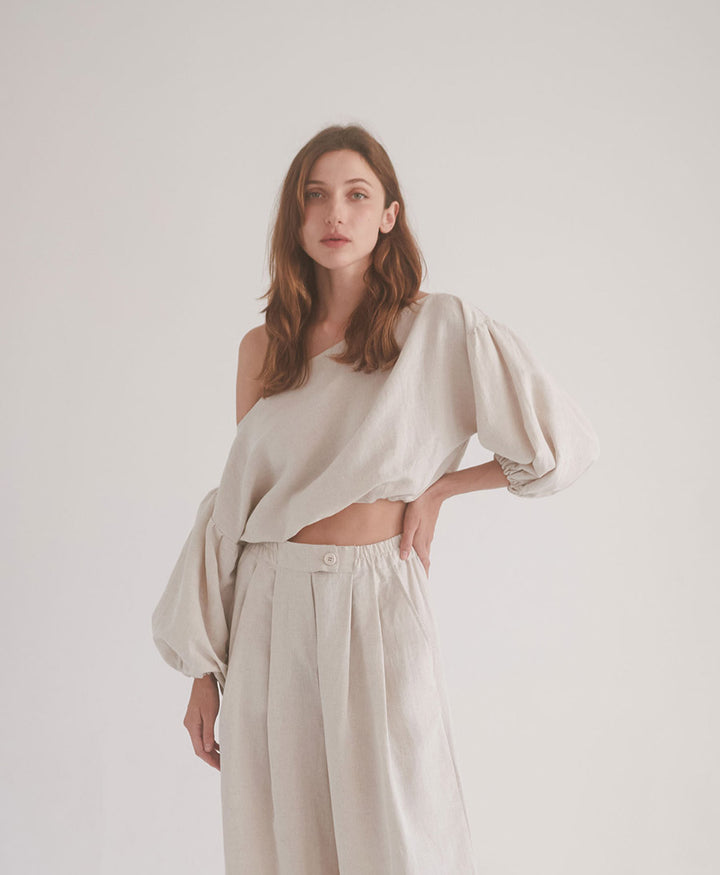 Stoffhose "Wide Trousers" - Natural