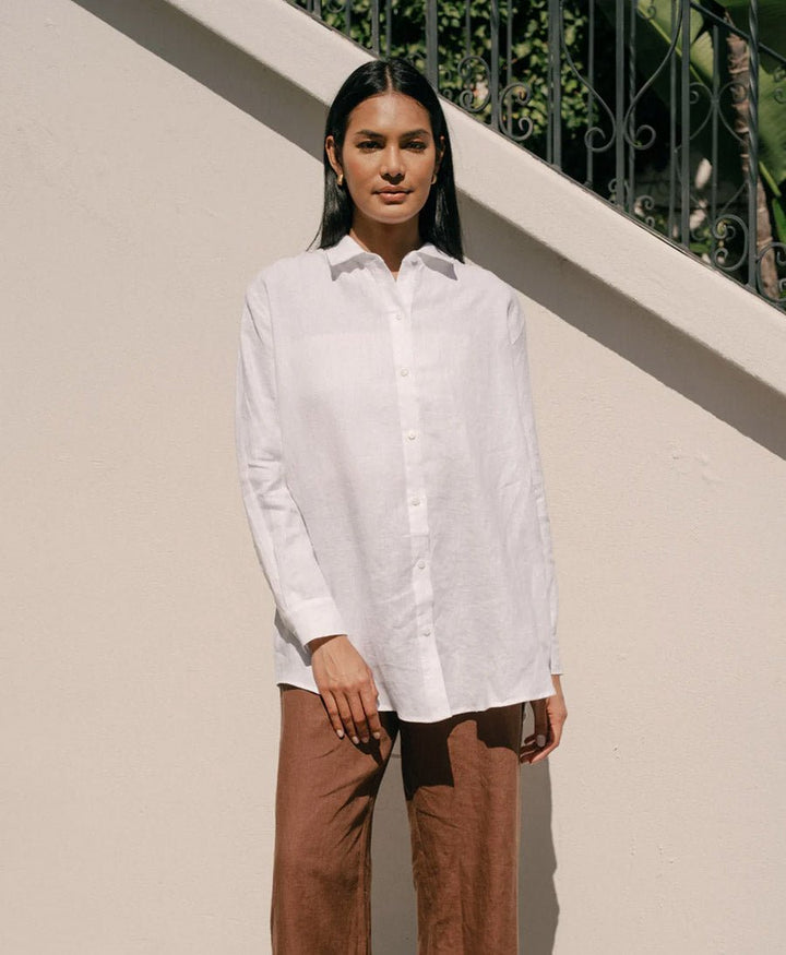 Bluse / Hemd Denise aus Leinen - Weiss - Whimsy + Row - clomes