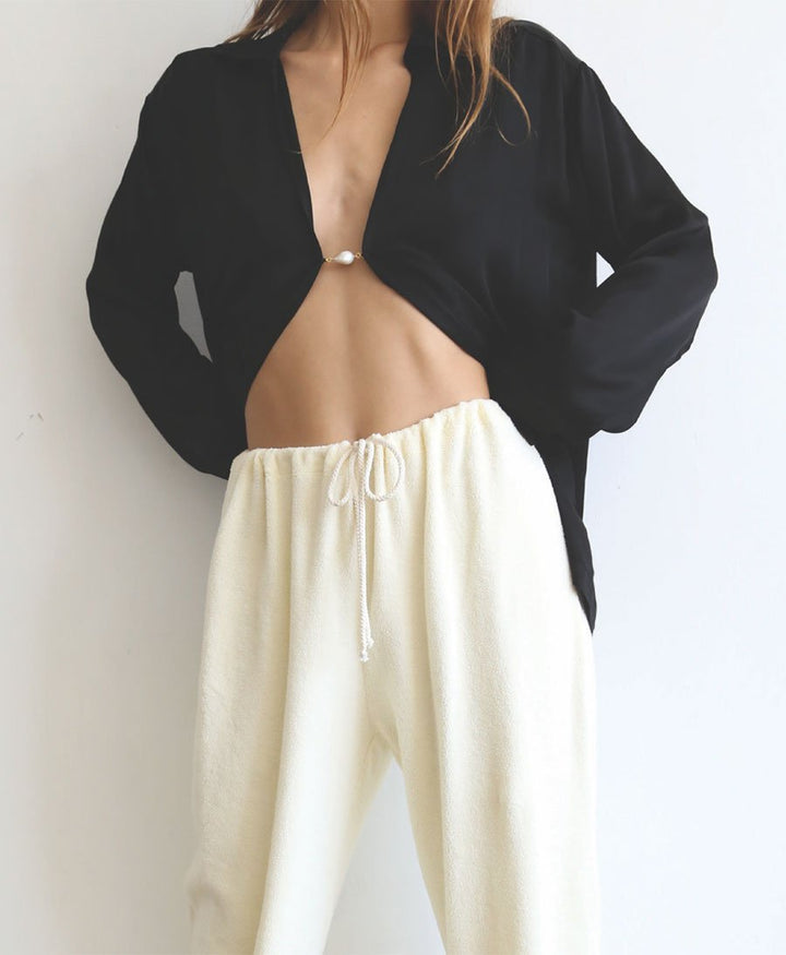 Bluse - Silky Baroque Pearl Top - schwarz - DONNI. - clomes