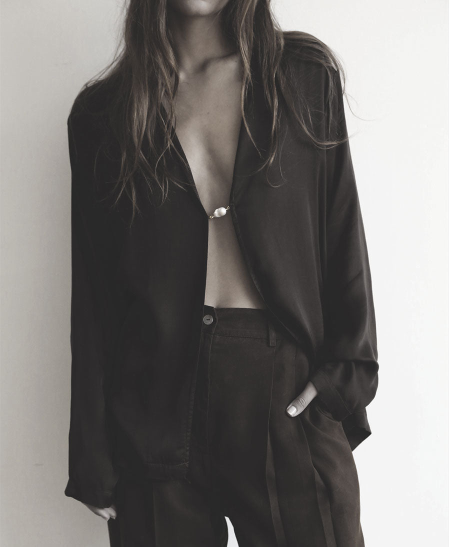 Bluse - Silky Baroque Pearl Top - schwarz - DONNI. - clomes
