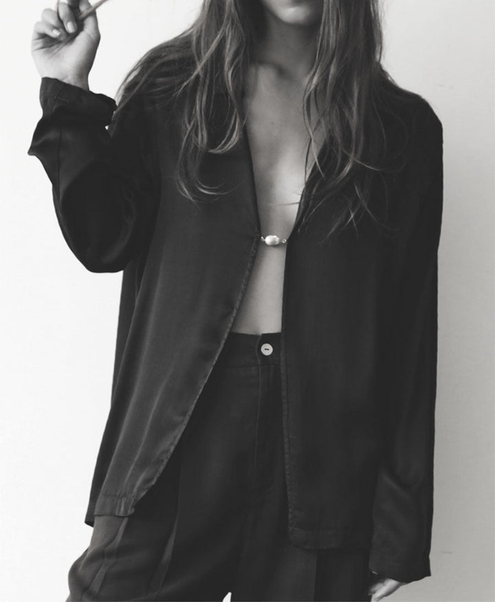 Bluse - Silky Baroque Pearl Top - schwarz - DONNI. - clomes