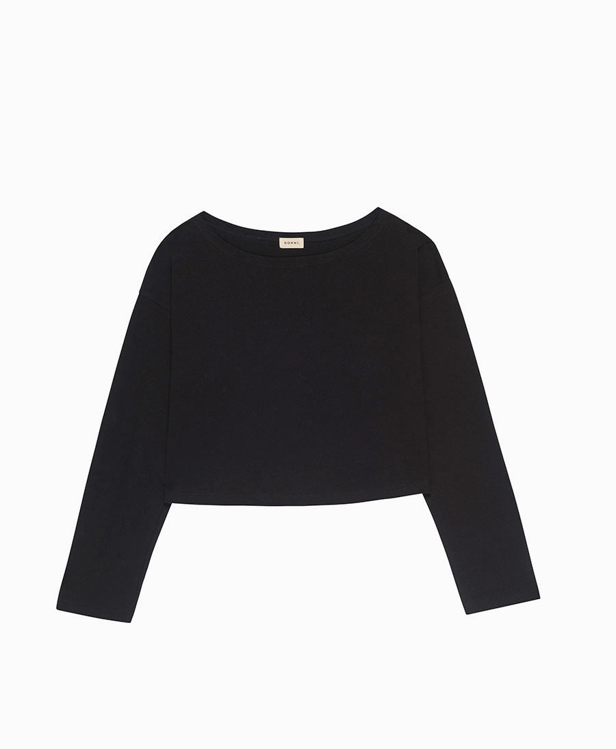 Boat Crop Langarm Shirt - Schwarz - DONNI. - clomes