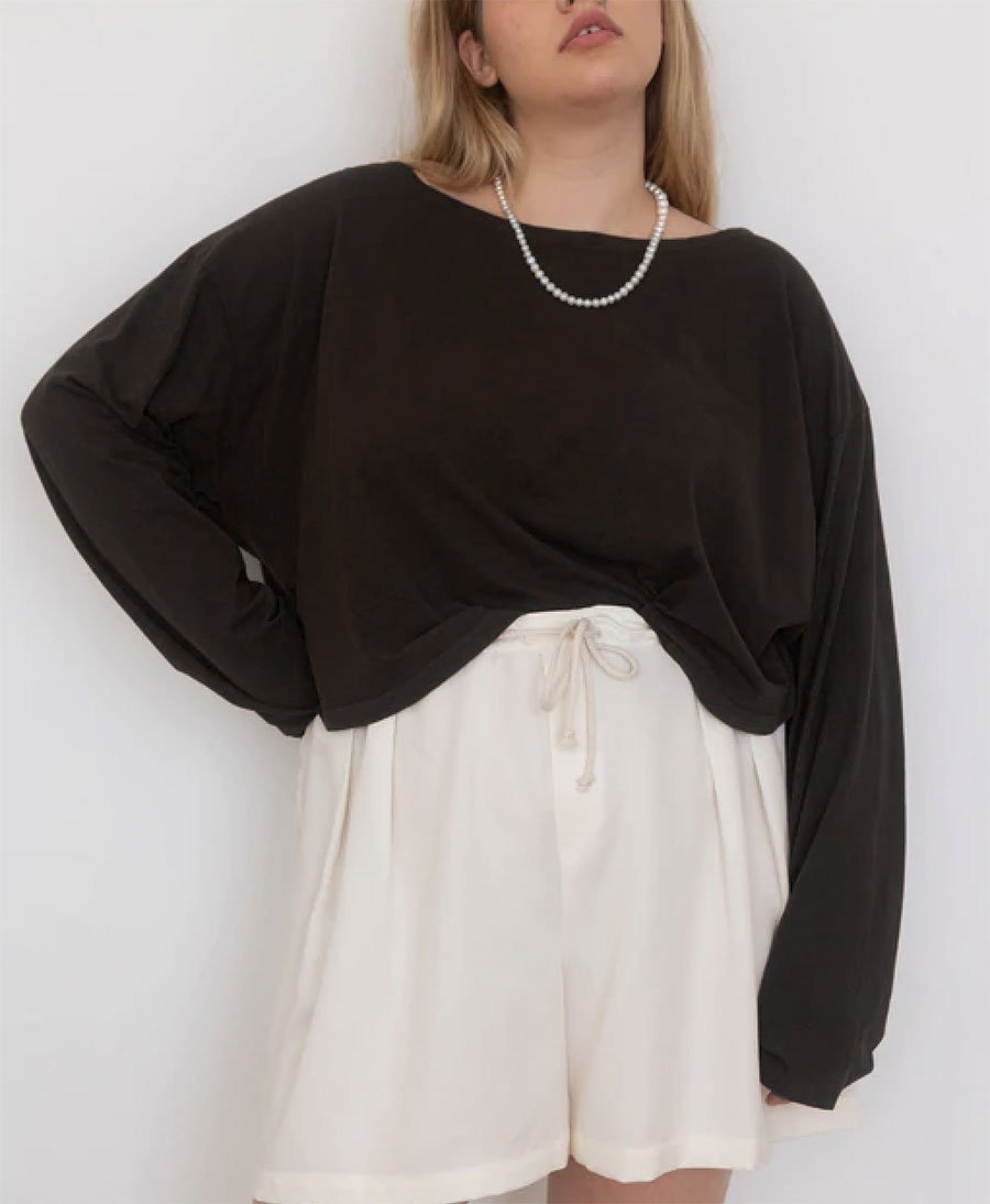 Boat Crop Langarm Shirt - Schwarz - DONNI. - clomes