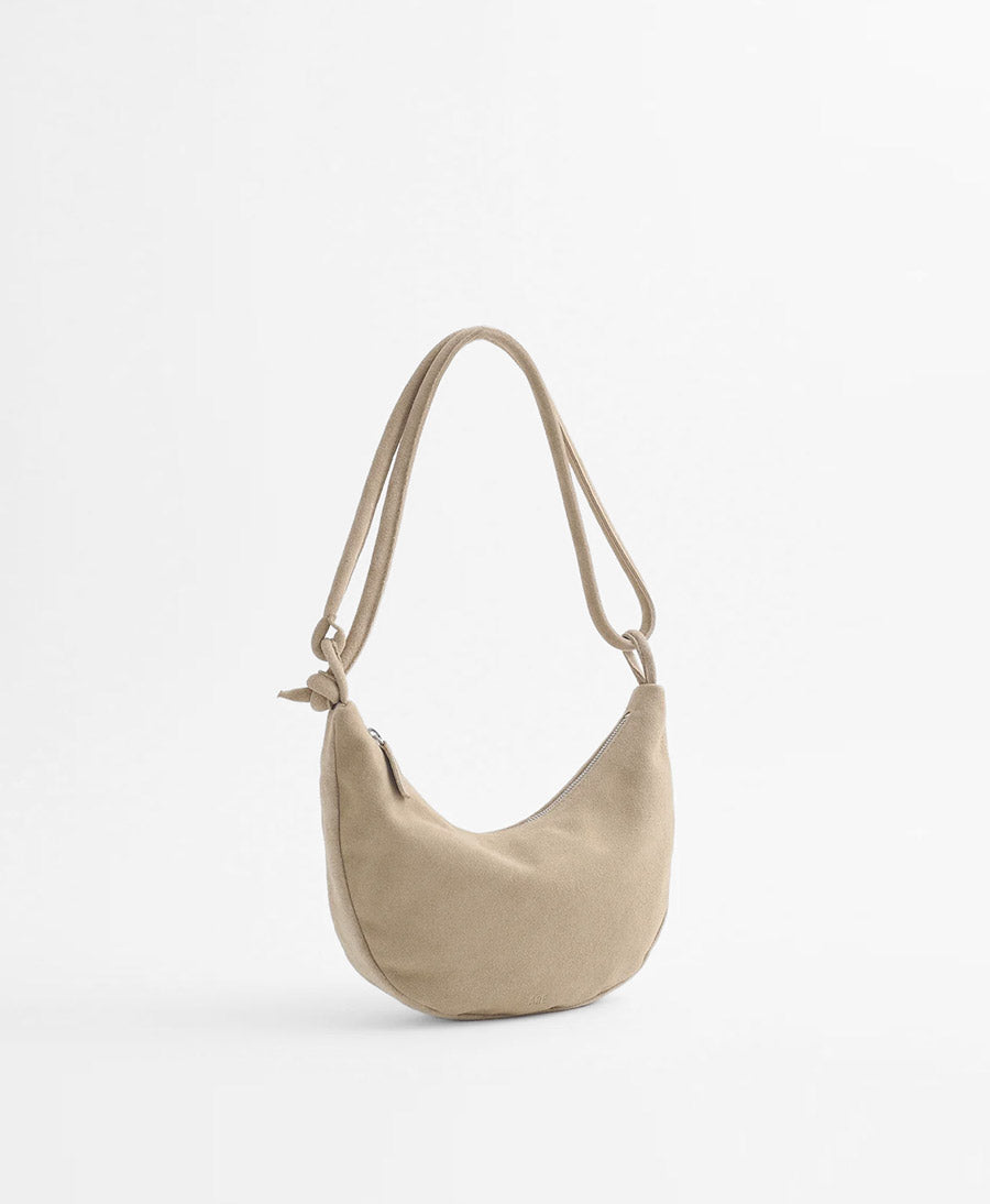 Schultertasche & Umhängetasche Bow - Leder, Travertine Suede