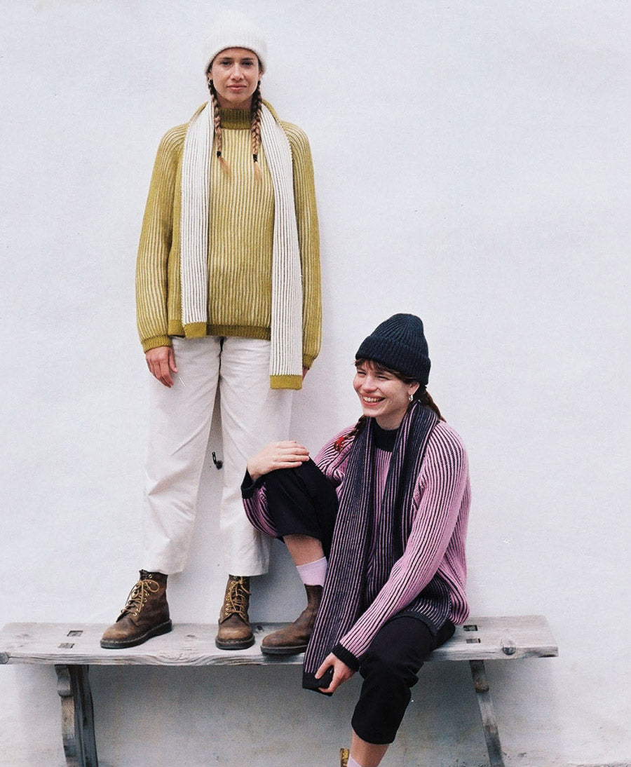 Strickschal BROOKE - Moss Green - Creme