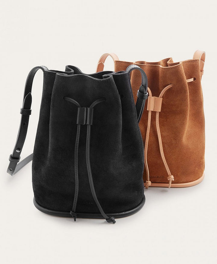 Bucket Bag aus Leder "Dli" - Velvet - Caramel - Balagan - clomes