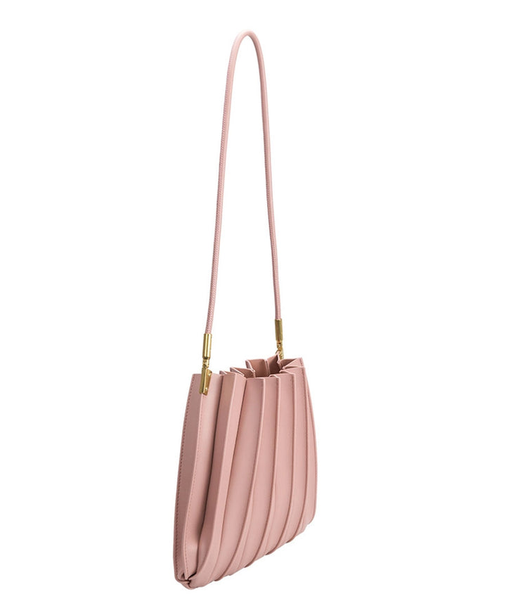 Plissierte Schultertasche CARRIE aus veganem Leder - Rosa